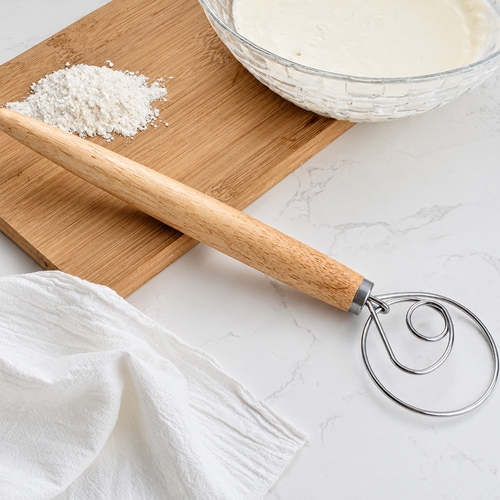 Danish Dough Whisk — Stainless Steel & Wood Handle