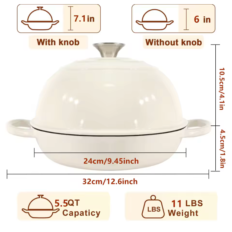 Enamelled Cast Iron Dutch Oven — Sourdough Bread Baker
